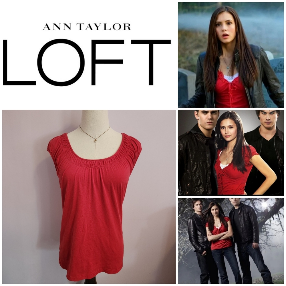 Elena Gilbert TVD ASO Red Peasant Cap Sleeve Babydoll Blouse size S
